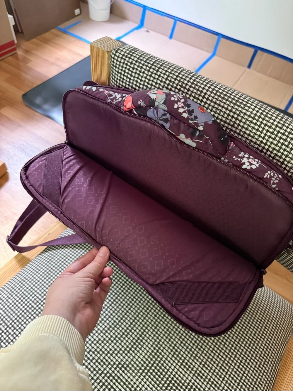 Quilted Floral Computer Bag in Plum